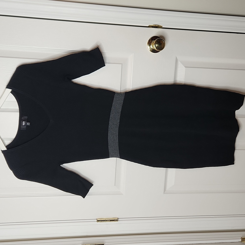 Target Mossimo black knit ribbed pencil dress 3/4 sleeve size XS